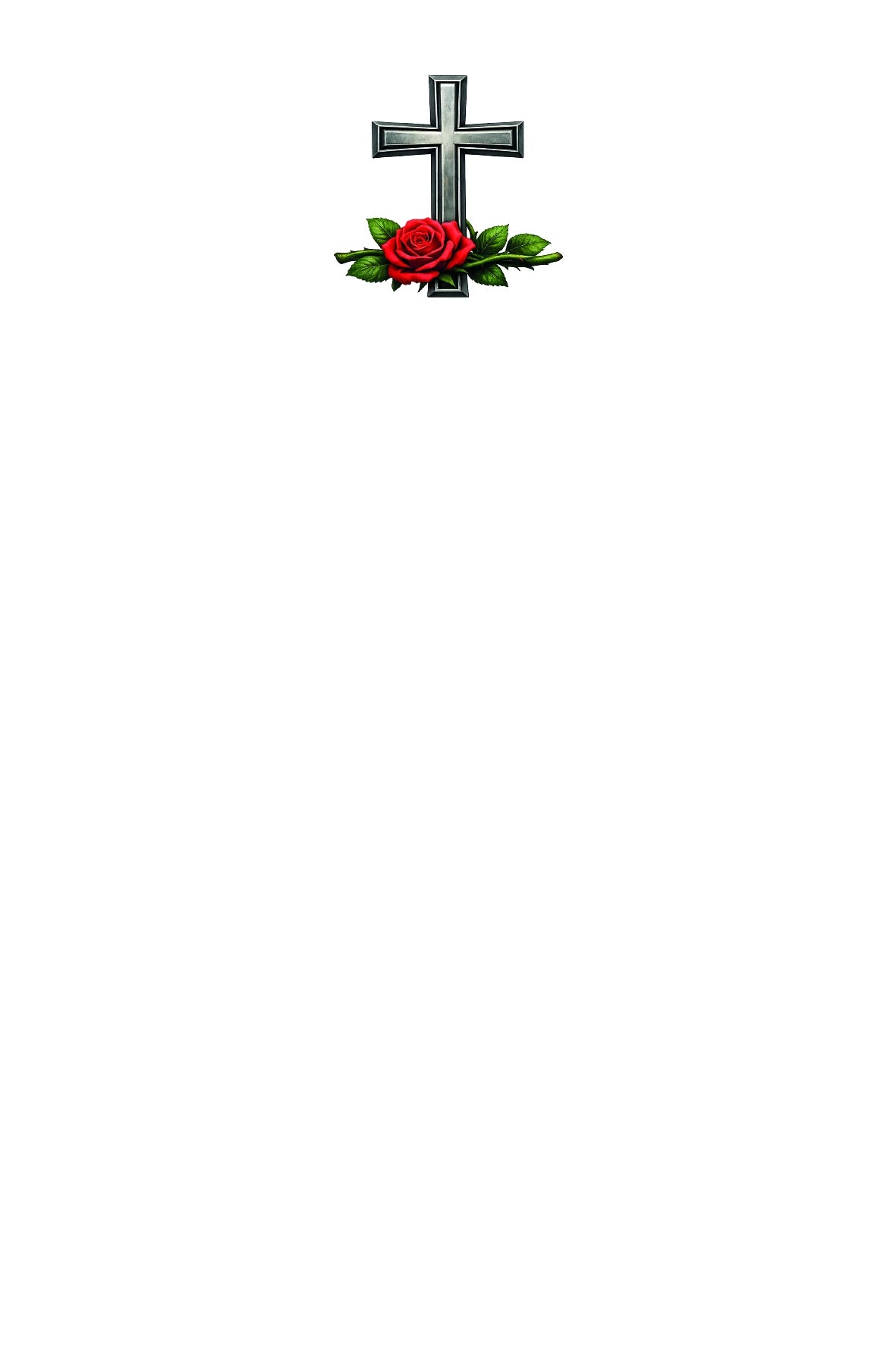 Croce con rosa rossa 10x15 cm