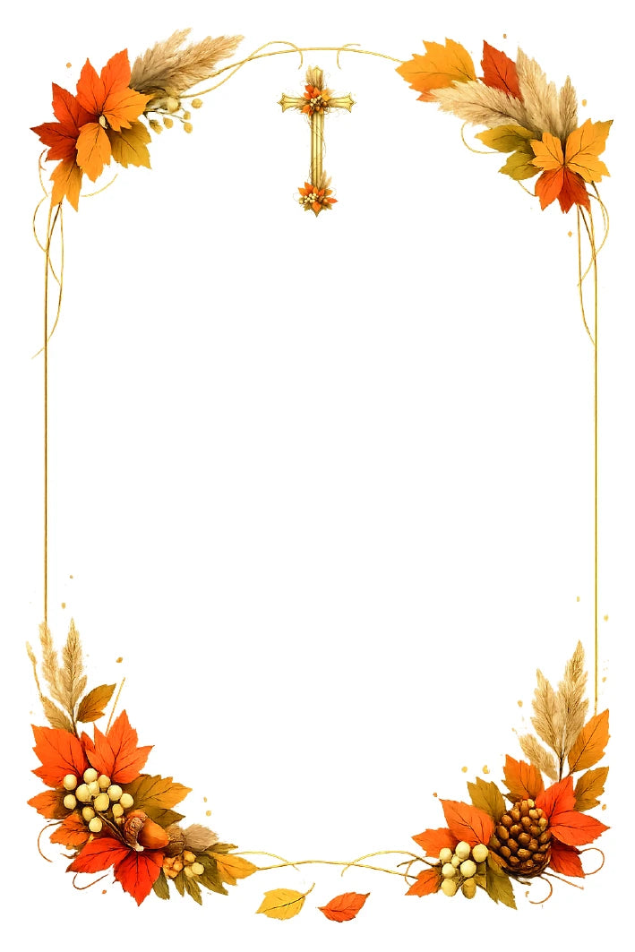 Croce e foglie d'autunno 6x9 cm